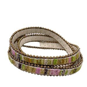 Yik Fung Gold Tone Beaded Wrap Bracelet Casual College Summer Boho Travel